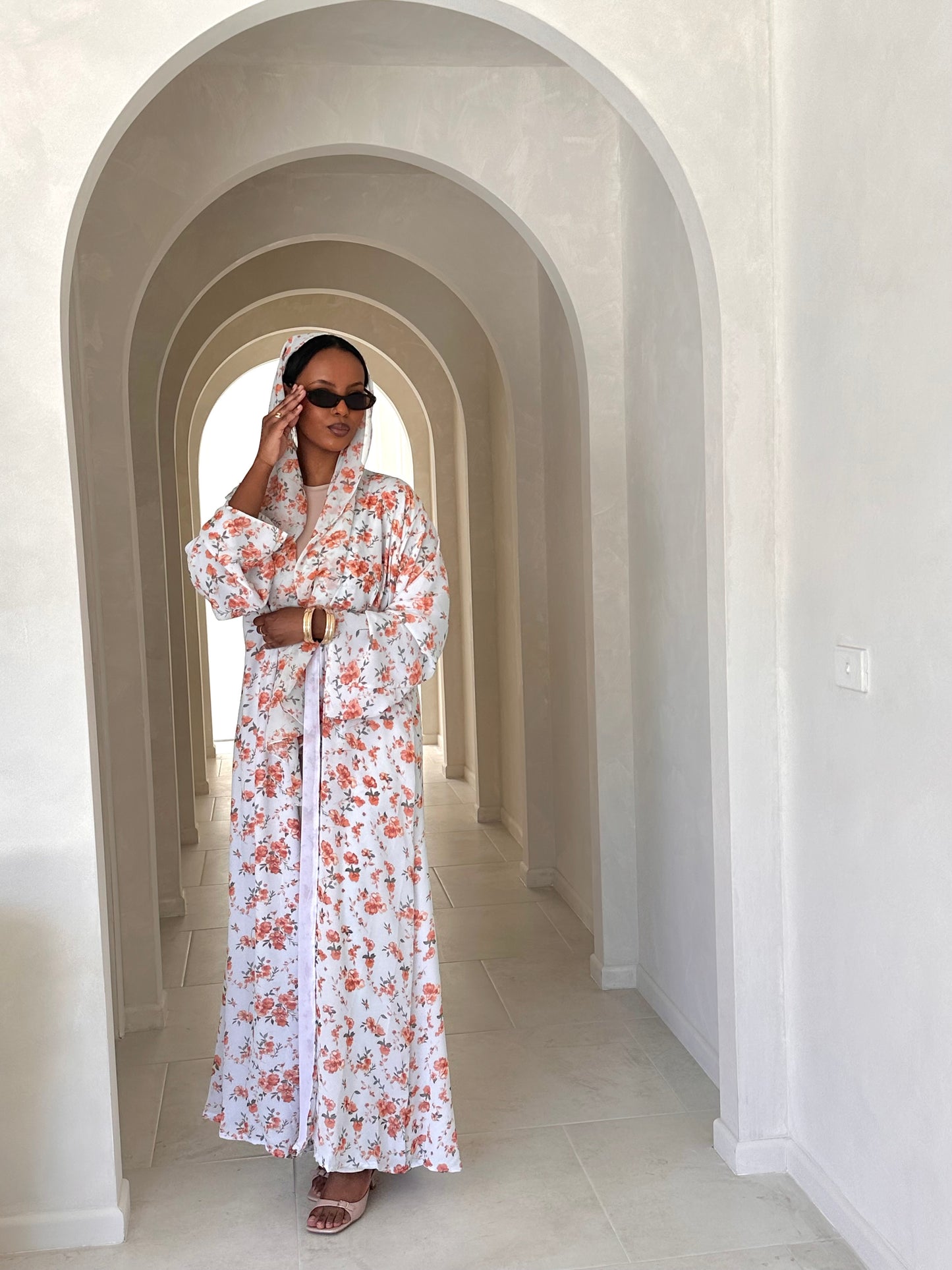 Zahra Abaya - White Floral