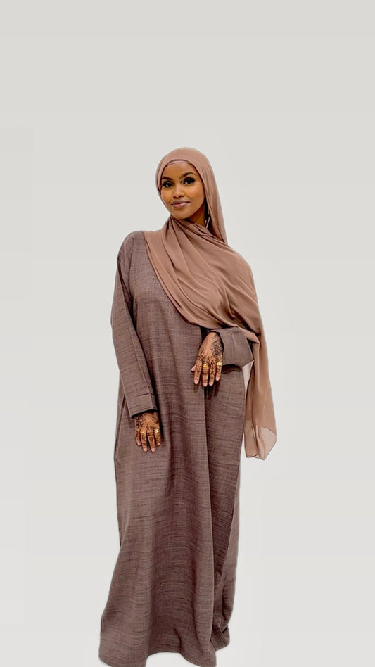 Linen Abaya - Mauve