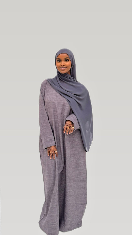 Linen Abaya - Charcoal