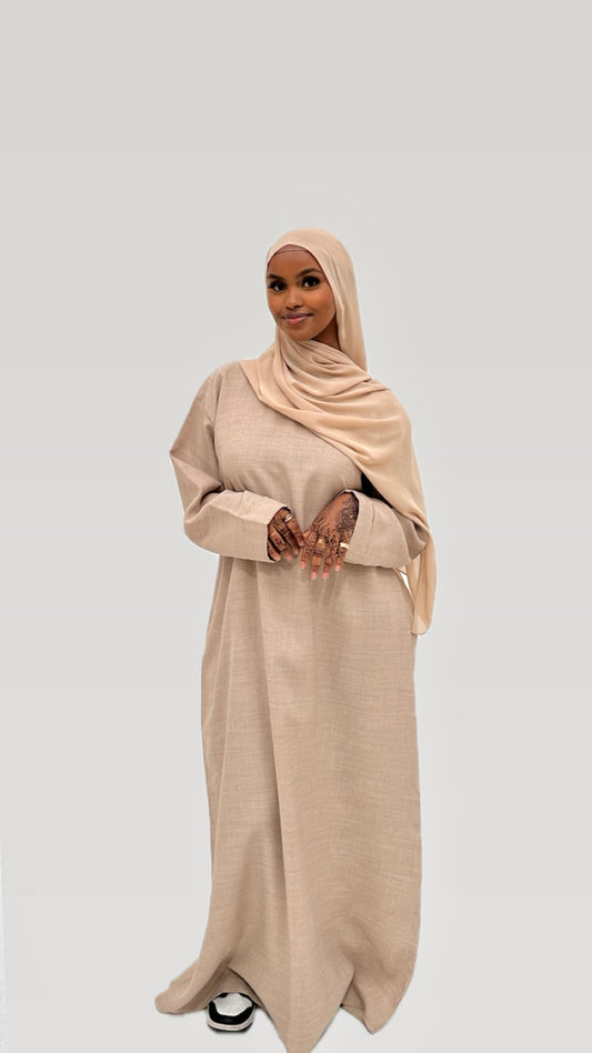 Linen Abaya - Beige